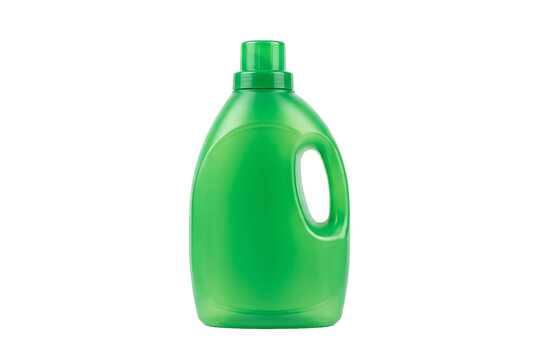 Laundry detergent bottle with cap isolated on white background, cleaning product container mockup for household and hygiene design