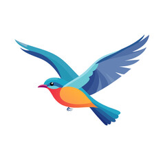Obraz premium Flat illustration of a colorful bird in flight