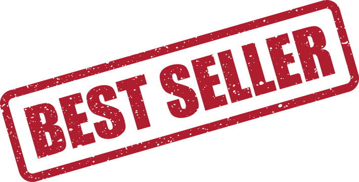 Best seller red rubber ink stamp with a grunge texture highlighting popular products and top selling items