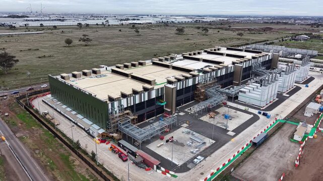 Aerial view of data center construction site