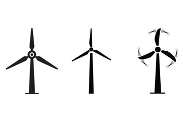 Wind Turbines Black Silhouette Against White Background © The Finder