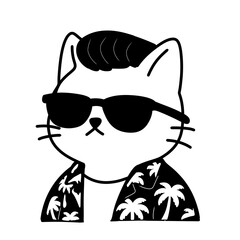 Fototapeta premium Cool white cat avatar character set with sunglasses and diverse fashion outfits illustration vector