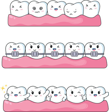 Cute Tooth Character Emotion Set for Dental Education