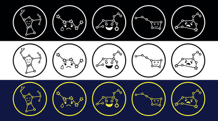 Zodiac constellation emojis in various colors and styles for astrology and astronomy designs © MDDILOWAR
