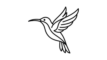 Naklejka premium Elegant hummingbird flight silhouette in black line art.