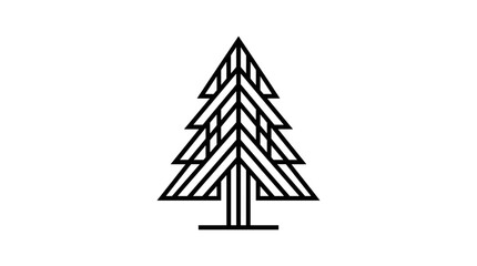 Fototapeta premium Stylized evergreen tree made of parallel lines.