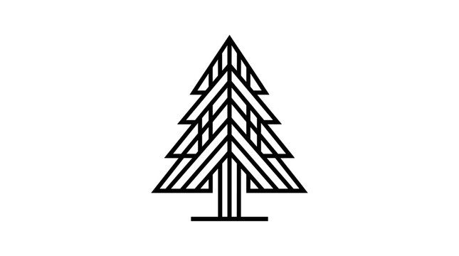 Stylized evergreen tree made of parallel lines.