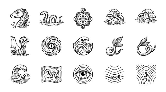 Mythical Creatures, Sea Monsters & Nautical Symbols Collection