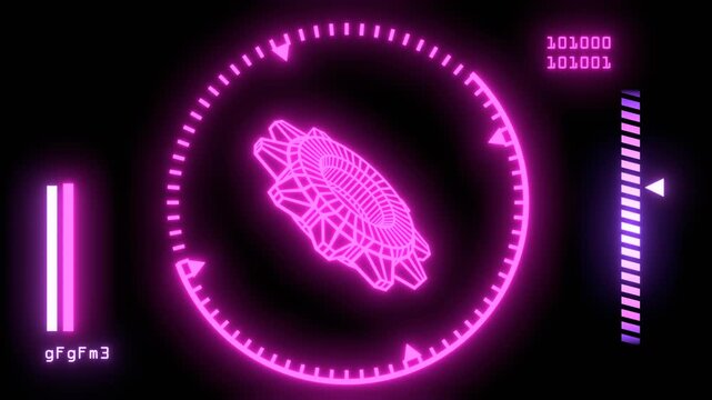 Futuristic glowing low polygonal gear symbol. Futuristic 3D wireframe hologram cogwheel. Mechanical technology machine engineering concept. HUD interface.