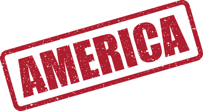 Grunge textured red rubber stamp with the word America a patriotic symbol or geographical designation
