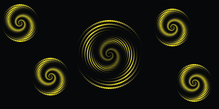 A spiral with yellow and black and yellow lines and a spira