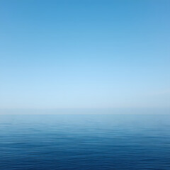 Obraz premium Minimalist Blue Horizon Over Calm Ocean Under Clear Sky