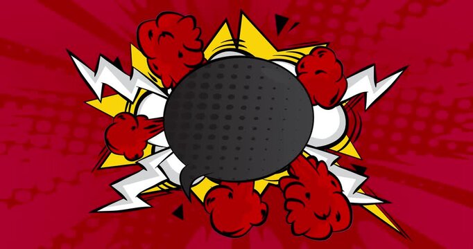 Cartoon background animation, comic book backdrop video. Retro comics pop art design.