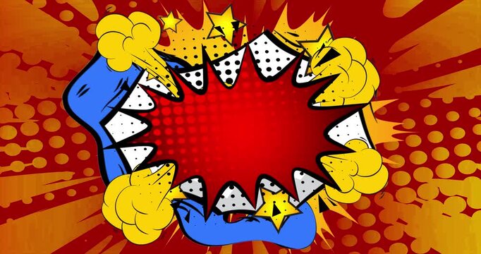 Cartoon background animation, comic book backdrop video. Retro comics pop art design.
