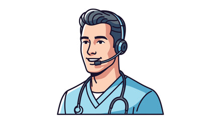 Fototapeta premium Male doctor wearing headset smiling.
