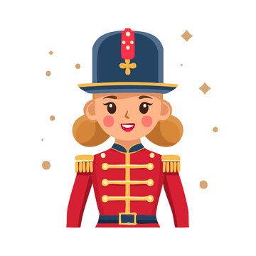 Flat illustration of a female nutcracker soldier