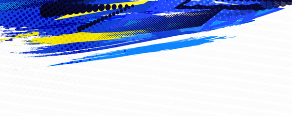 Dynamic racing sports background with grunge brush strokes and halftone patterns. © Design_Hub