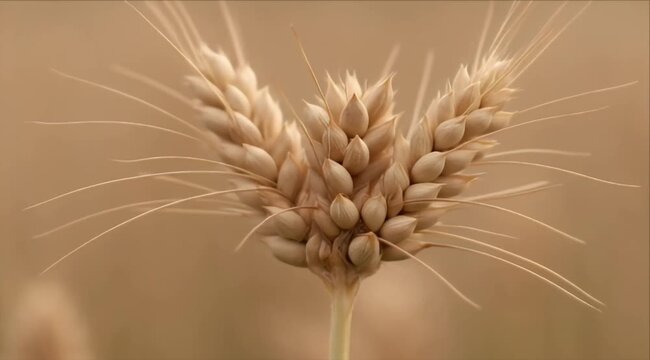 Organic wheat ear grain agriculture farm crop field nature closeup, golden grain crop field nature background, wheat ear closeup organic harvest field detail in soft focus rural agriculture