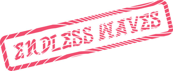 Red weathered stamp with Endless Waves text for surfing ocean travel themes ©  Design_ mn