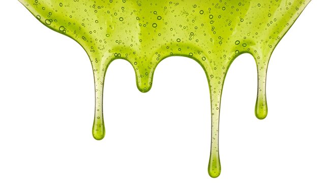Green slime dripping isolated on white background