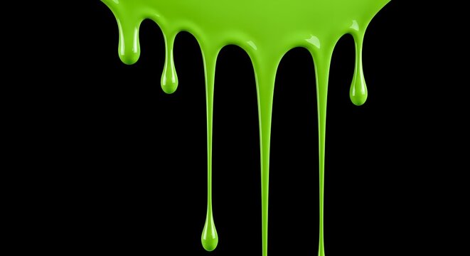 Green slime dripping down on black background