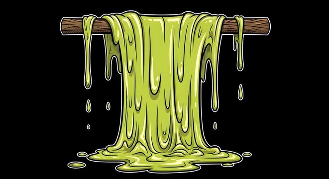 Green slime dripping from a wooden branch