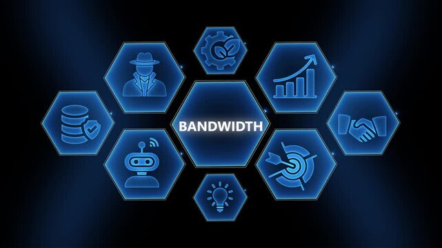 Bandwidth concept infographic with digital technology and hexagonal ui