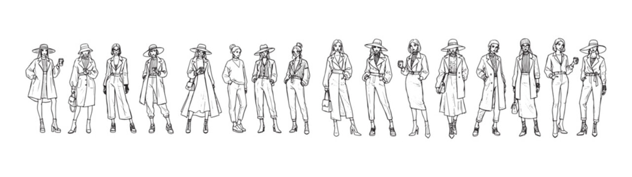 People Standing Outline Vector Mega Set Human Character Collection