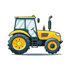 Obraz premium Yellow dump truck with excavator arm vector illustration