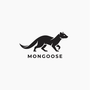 Sleek black mongoose silhouette logo vector illustration running fast isolated on white background for pest control fast delivery branding design