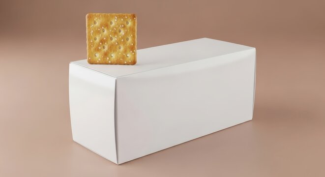 White rectangular box with gold object.