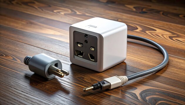 White electrical power adapter and plug.