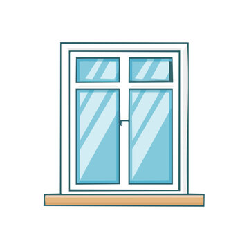 Flat illustration of a double-pane window with sill