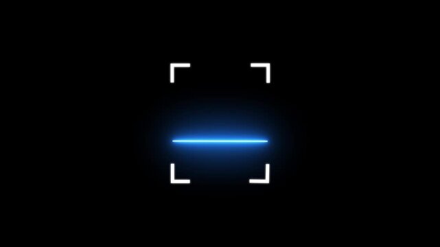 Futuristic digital scanner interface with glowing blue laser beam animation concept on black background .4k video motion graphic animation 