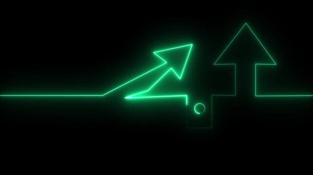 Futuristic neon blue upload arrow icon glowing on a dark background. Modern technology symbol representing file upload, cloud transfer, data synchronization, digital communication, online.