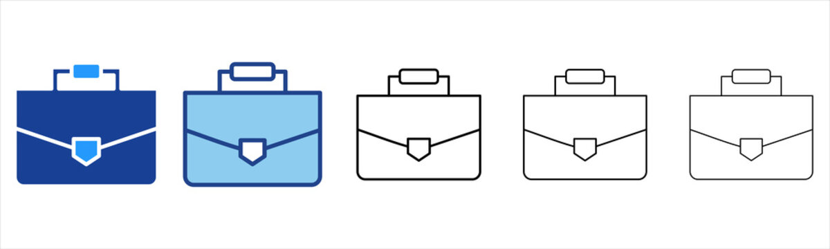 Briefcase  Icon In Different Color And Outline Style 