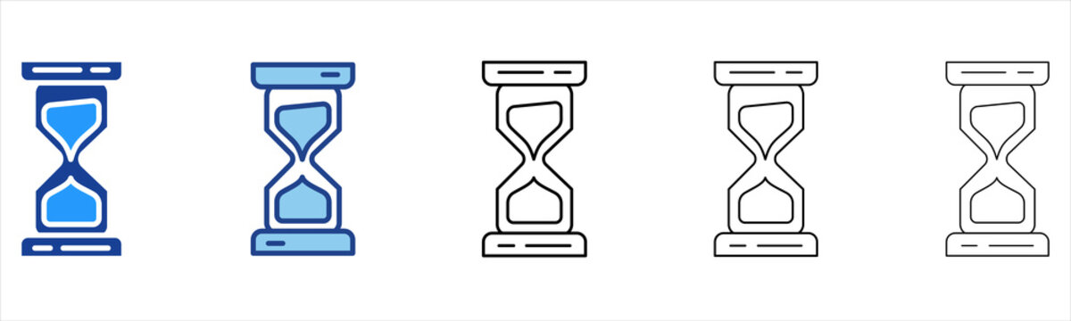 Hourglass  Icon In Different Color And Outline Style 