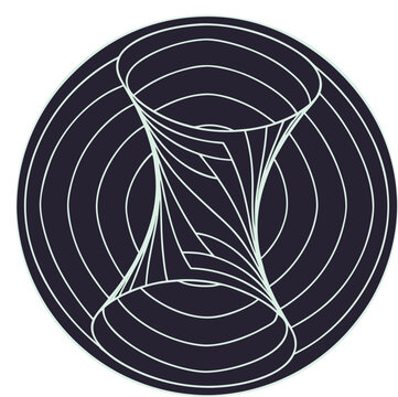 Abstract geometric line art wormhole and hyperbola vector illustration icon
