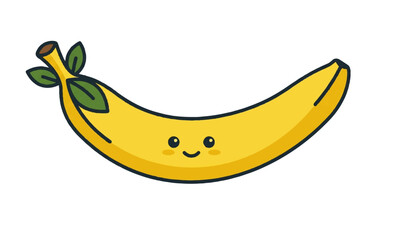 Cute banana character with smiling face, fun tropical fruit vector illustration