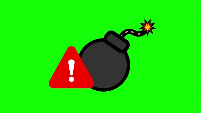 Explosive Hazard Warning Bomb Icon for Security Risk and Emergency Alert Concept
