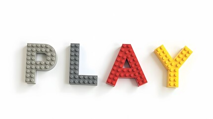 Naklejka premium Colorful building blocks create the word play on a bright white background