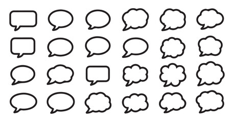 Fototapeta premium Extensive pack of speech bubble line icons for user interface design and comic dialogue composition.