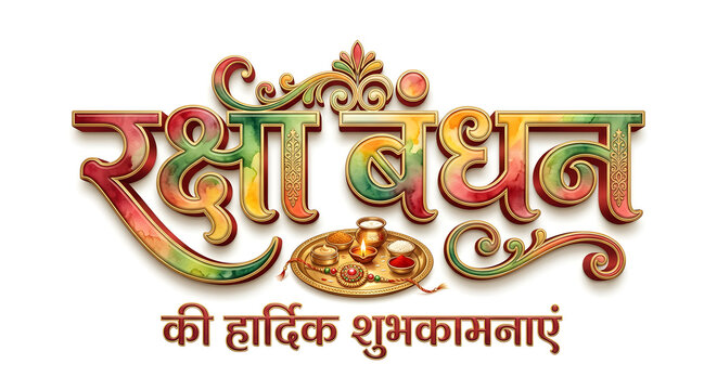 Happy raksha bandhan or rakhi indian festival and typography in illustration.