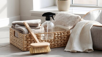 Fototapeta premium Sustainable Pet Cleaning Kit for an Organized Low Waste Home