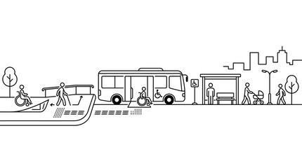 Vector City Street Transportation Vehicles Set with Truck Car Bus Train Tractor Crane and Construction Machine Silhouette Icons Illustration Design Collection © Tsukasa