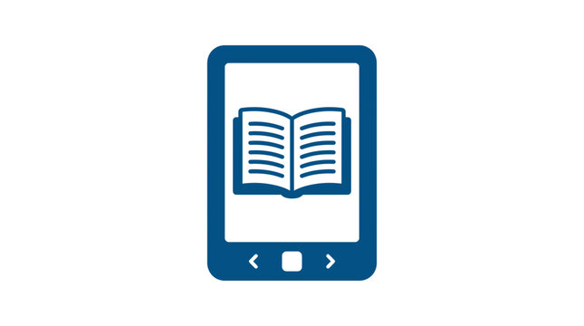 E-reader showing an open book symbol signifies the transition to digital reading platforms and the accessibility of electronic libraries in contemporary education and information technology sectors.