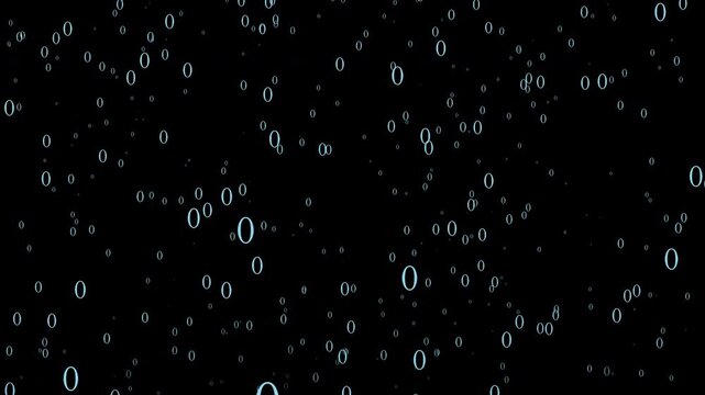 A shower of number zeros. Alpha Channel. Seamless loop animation.