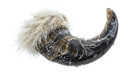 Obraz premium Sharp Wild Animal Claw with Fur Isolated on a Plain White Background