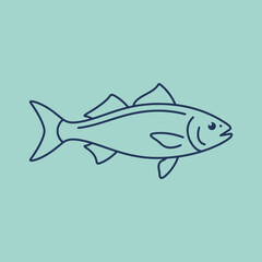Fototapeta premium A simple line art illustration of a swimming fish icon