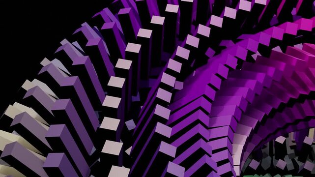 Mesmerizing Purple White Abstract Loop Background: Spiraling Geometric Kaleidoscope Wave Motion